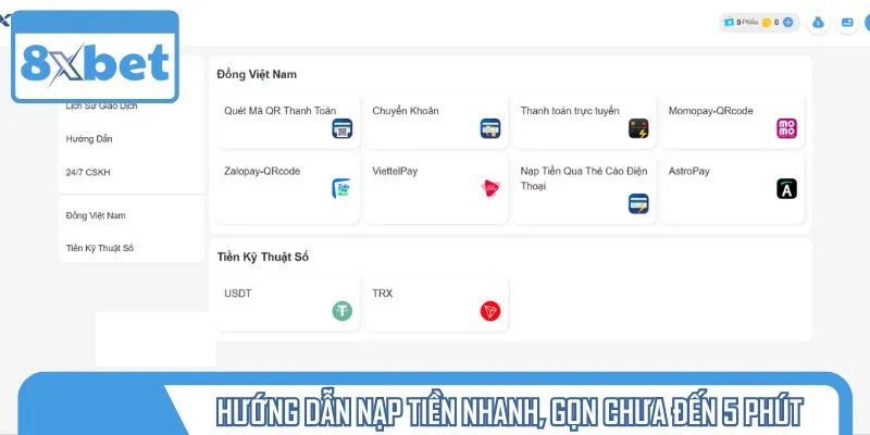 Hướng dẫn nạp tiền nhanh, gọn chưa đến 5 phút